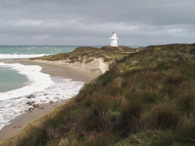 Looking West at The Waipapa Point Lighthouse.